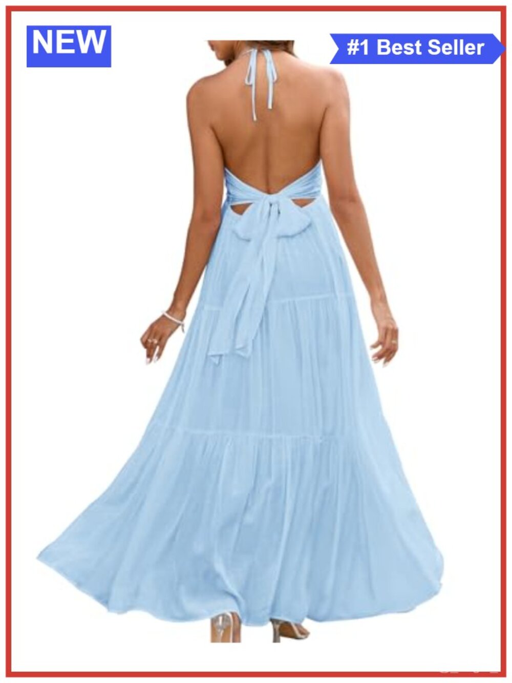 Viscose Polyester Halter Maxi Dress Sleeveless A-Line Beach Wedding Guest
